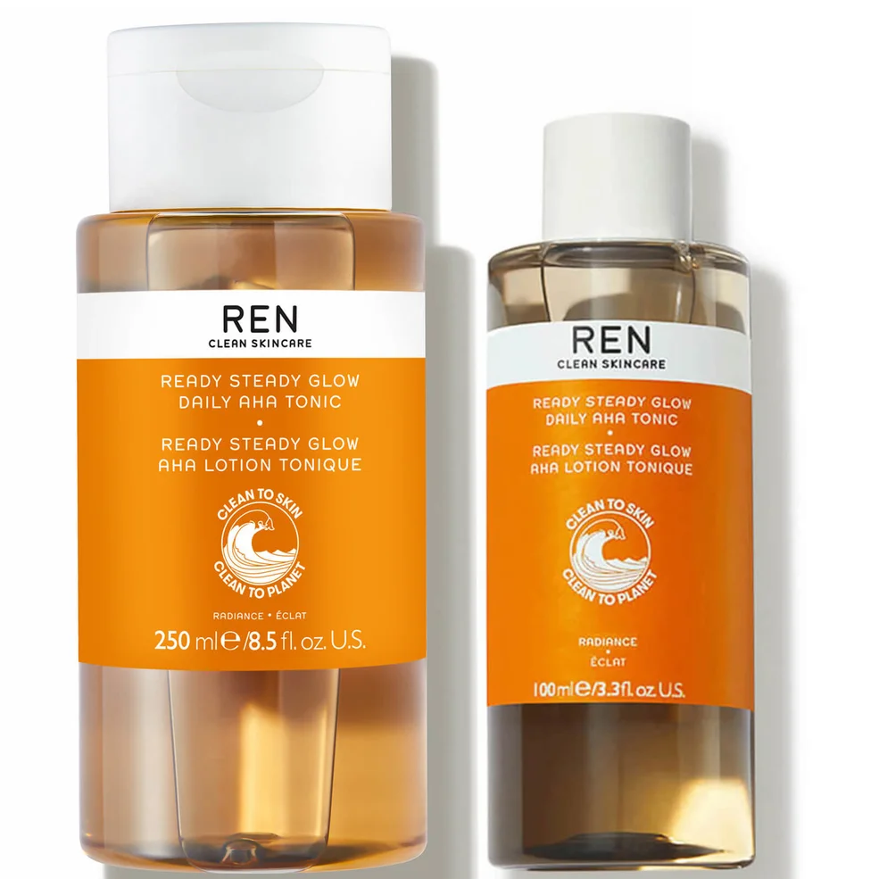 REN Clean Skincare Ready Steady Glow Daily AHA Tonic Home and Away Duo Image 1