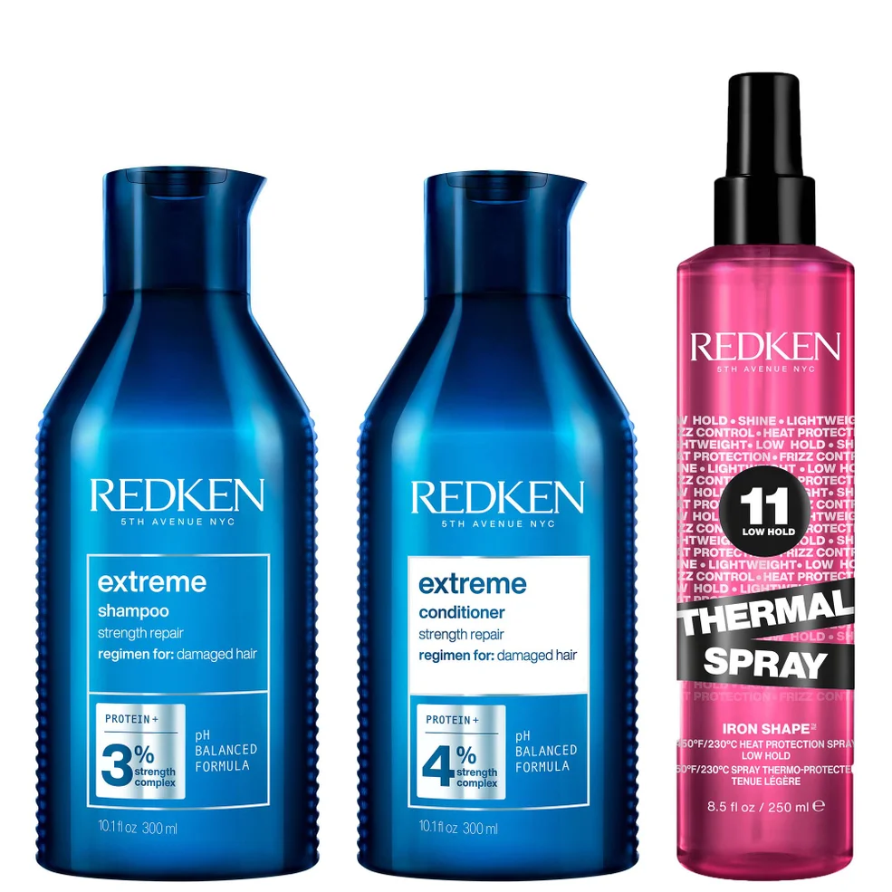 Redken Extreme Shampoo and Conditioner For Damaged Hair with Thermal Spray Heat Protector Image 1