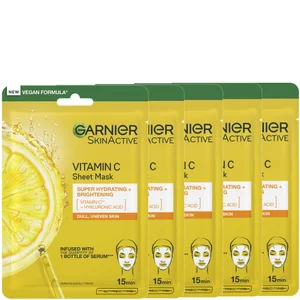 Garnier SkinActive Moisture Bomb Hydrating and Brightening Vitamin C Sheet Mask Set of 5 - undefined undefined