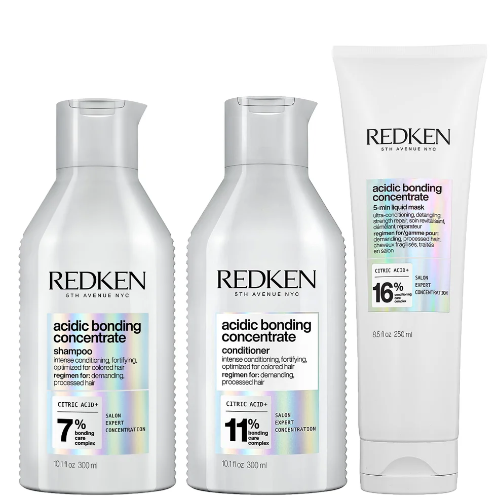 Redken Acidic Bonding Concentrate Shampoo, Conditioner and 5-Minute Liquid Hair Mask Bond Repair Bundle Image 1