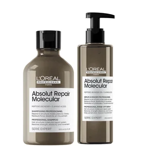 L'Oréal Professionnel Absolut Repair Molecular Shampoo 300ml & Rinse Off Serum 250ml Set for Damaged Hair - undefined undefined