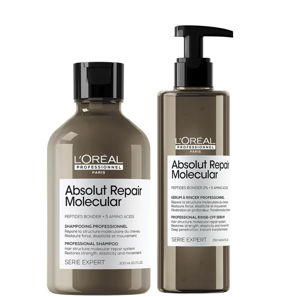 L'Oréal Professionnel Absolut Repair Molecular Shampoo 300ml & Rinse Off Serum 250ml Set for Damaged Hair Image 1