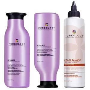 Pureology Hydrate Shampoo, Conditioner and Top Coat & Tone Routine for Neutralising and Hydrating Copper Hair - undefined undefined
