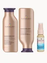 Pureology Nanoworks Gold Shampoo 266ml, Conditioner 266ml and Color Fanatic Mini 30ml For Dry, Coloured Hair (Worth £64.08)