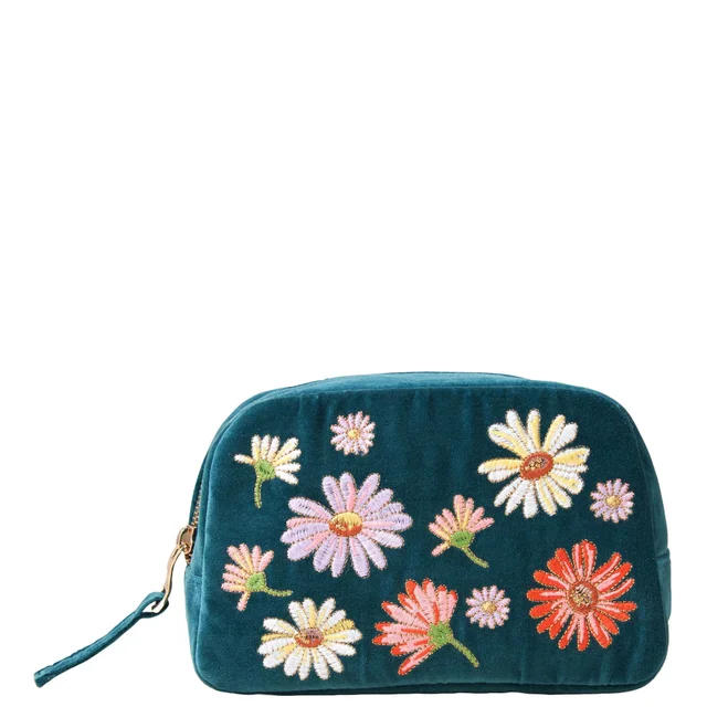 Elizabeth Scarlett Wildflower Rich Blue Velvet Cosmetics Bag