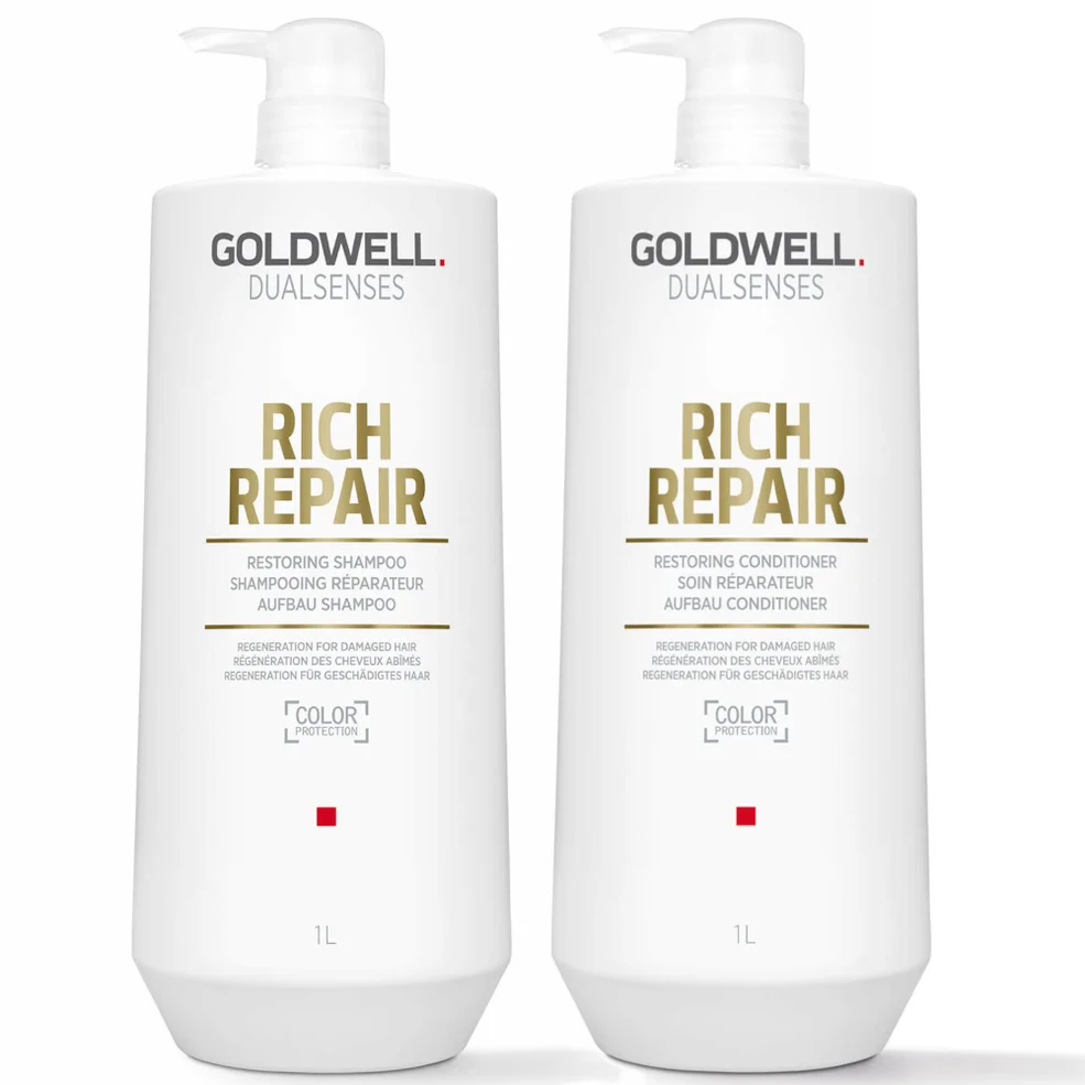 Goldwell Dualsenses Rich Repair Restoring Shampoo And Conditioner For Dry To Severely Damaged Hair 1L Duo (Worth £101) Image 1