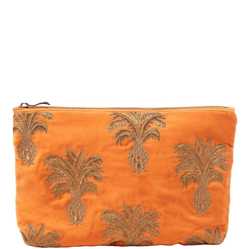 Elizabeth Scarlett Pineapple Velvet Everyday Pouch - Orange Image 1