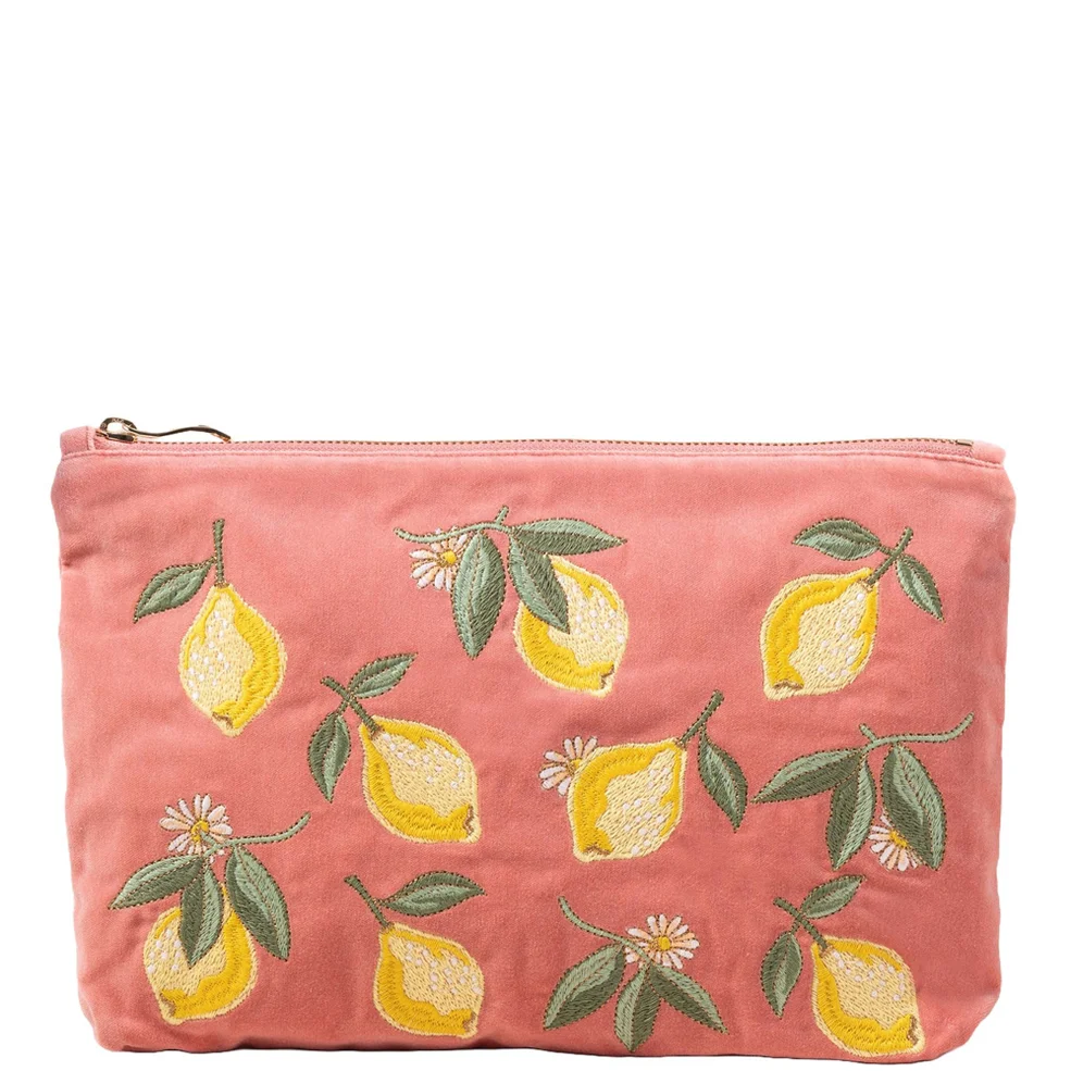 Elizabeth Scarlett Lemon Blossom Coral Velvet Everyday Pouch Image 1