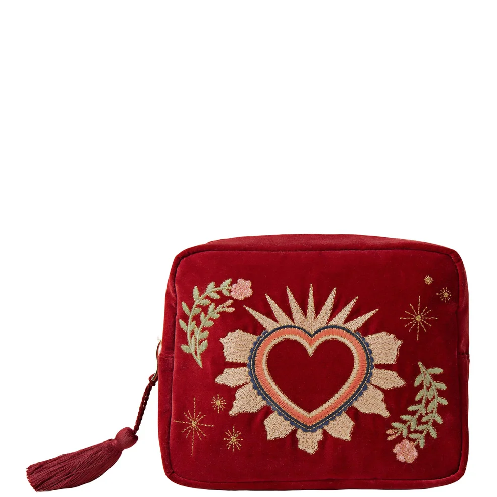 Elizabeth Scarlett Sacred Heart Rouge Velvet Wash Bag Image 1