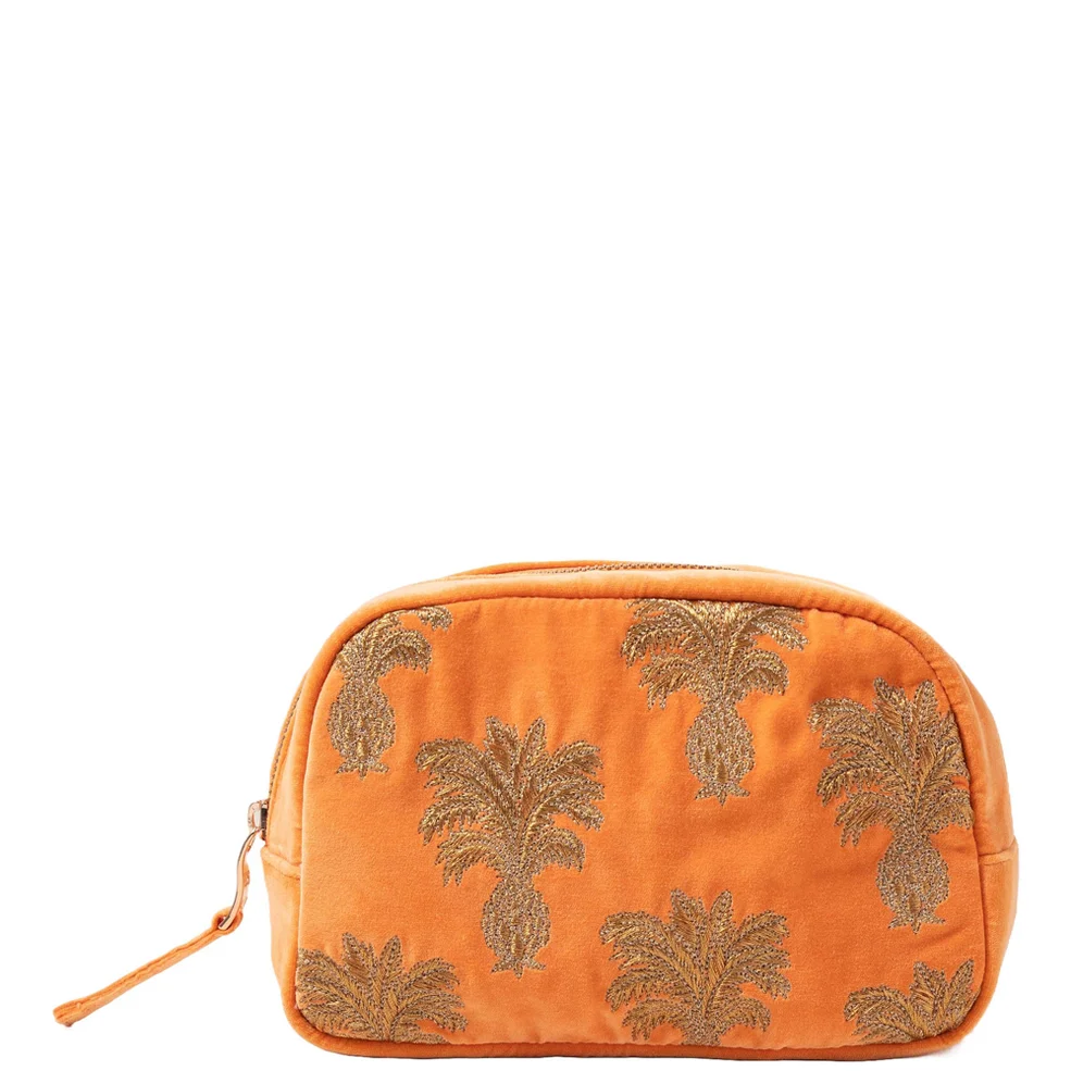 Elizabeth Scarlett Pineapple Velvet Cosmetics Bag - Orange Image 1