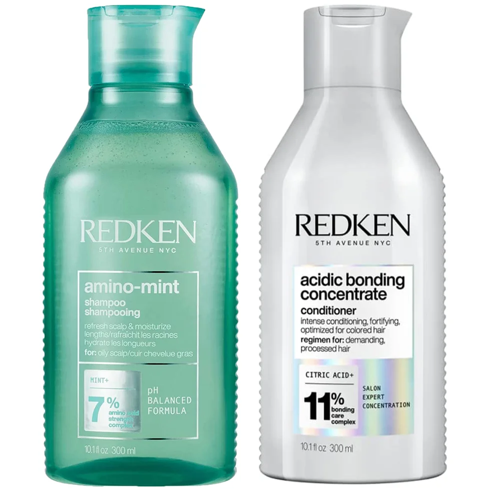 Redken Amino Mint Scalp Cleansing for Greasy Hair Shampoo and Acidic Bonding Concentrate Conditioner Bundle Image 1