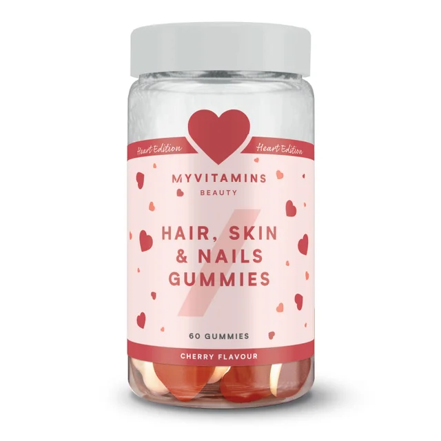 Myvitamins Hair, Skin & Nails Gummies Cherry Flavour Heart Edition