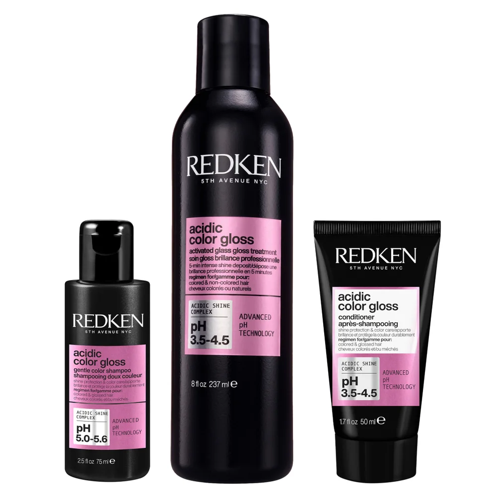 Redken Acidic Color Gloss Shampoo Mini 75ml, Activated Glass Gloss Treatment 237ml and Conditioner Mini 50ml (Worth £43.21) Image 1