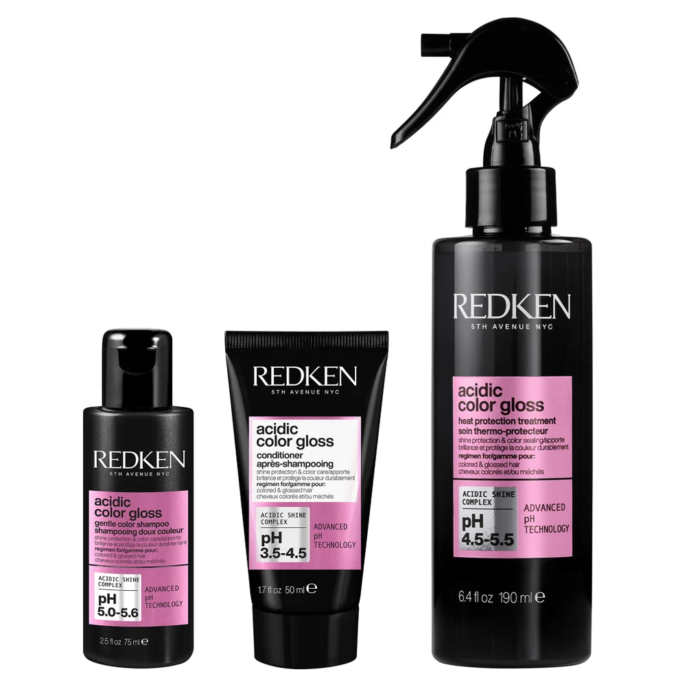 Redken Acidic Color Gloss Shampoo Mini 75ml, Conditioner Mini 50ml and Heat Protection Treatment 190ml (Worth £36.41) Image 1