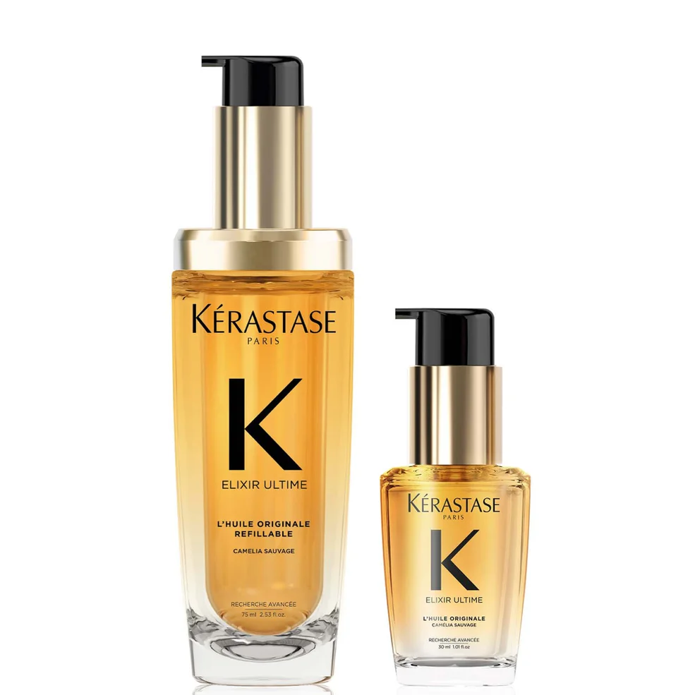 Kérastase Elixir Ultime L'Huile Originale Hair Oil 75ml and Elixir Ultime Hair Oil 30ml Travel Size Duo for All Hair Types Image 1