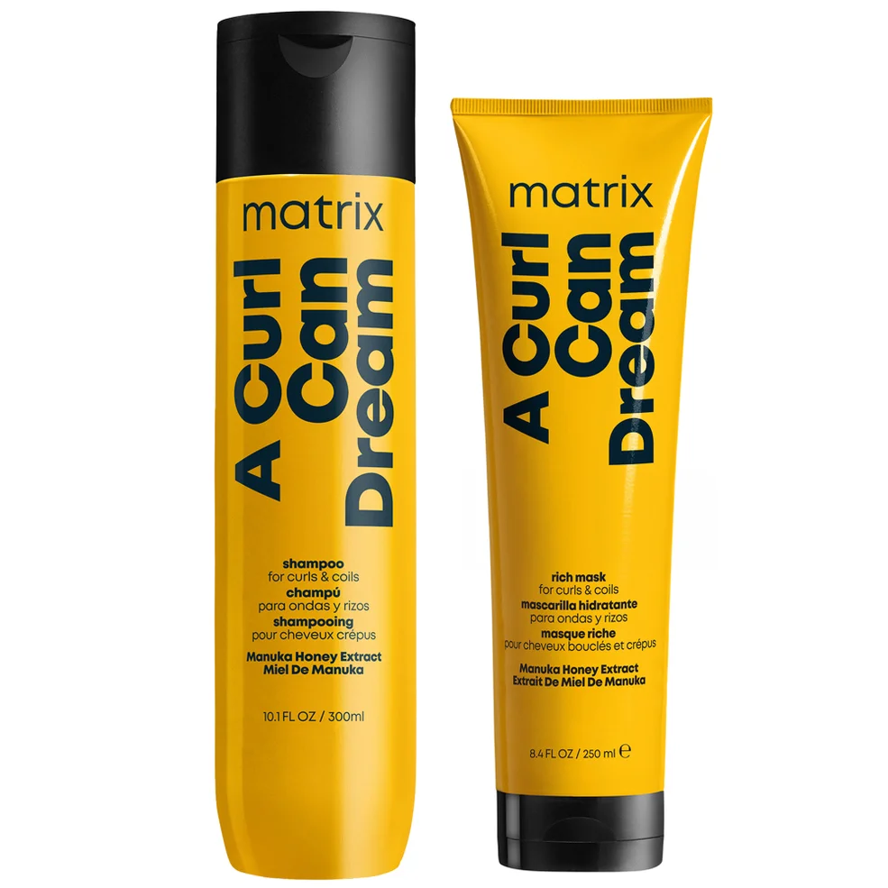 Matrix A Curl Can Dream Cleansing Shampoo Infused with Manuka Honey Extract 300ml and Hair Mask 250ml Bundle for Curls and Coils Image 1