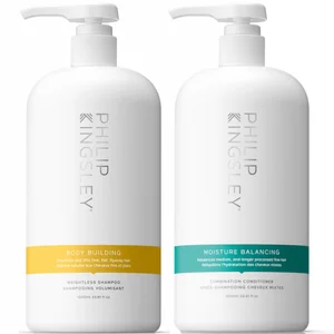 Philip Kingsley Body Building Shampoo 1000ml and Moisture Balancing Conditioner 1000ml Duo - undefined undefined