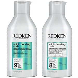 Redken Acidic Bonding Curls Shampoo 300ml and Conditioner 300ml Bundle for Damaged Curly & Coily Hair, Curl Defining - undefined undefined