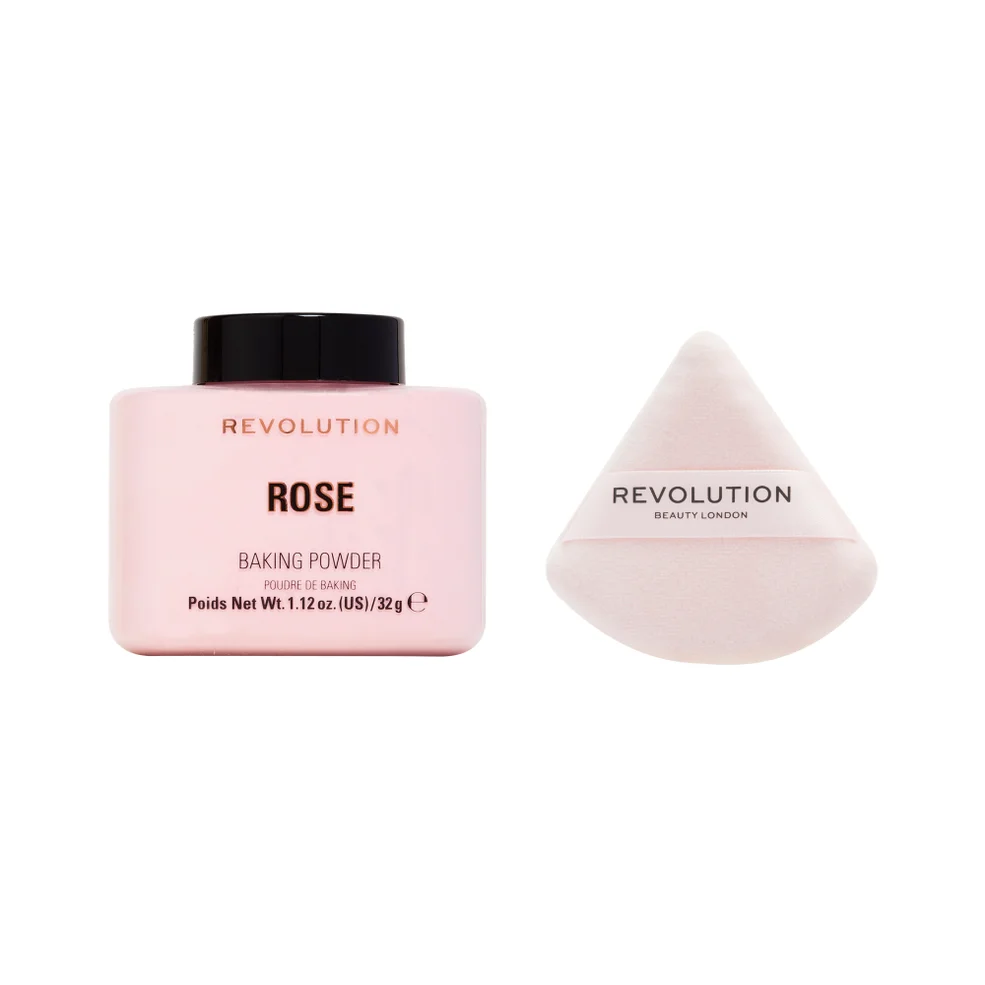 Makeup Revolution Baking Powder and Powder Puff Duo - Rose Image 1