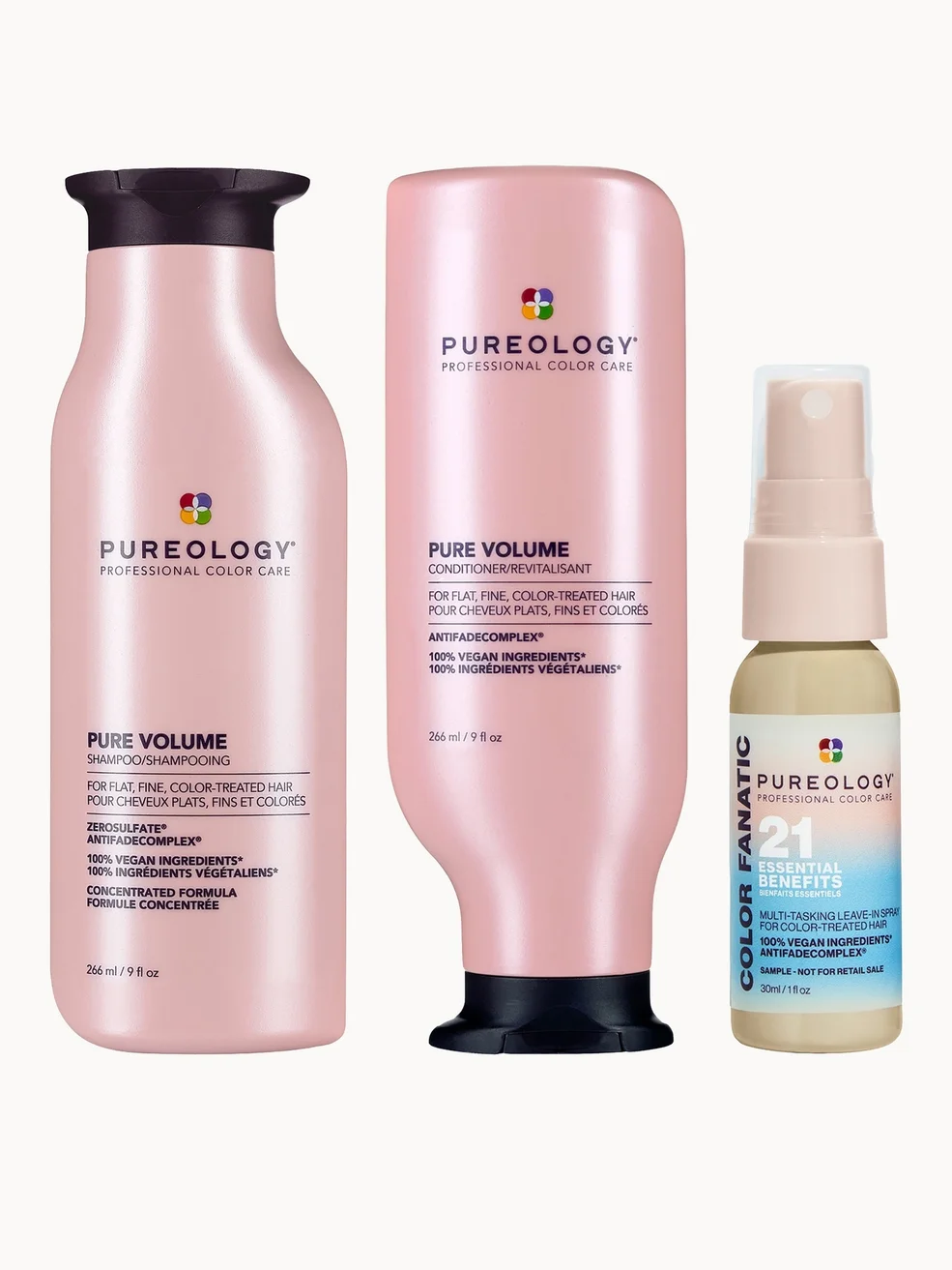 Shampoo Pure Line Pureology Pure Volume Shampoo and Conditioner with Color Fanatic Spray ...