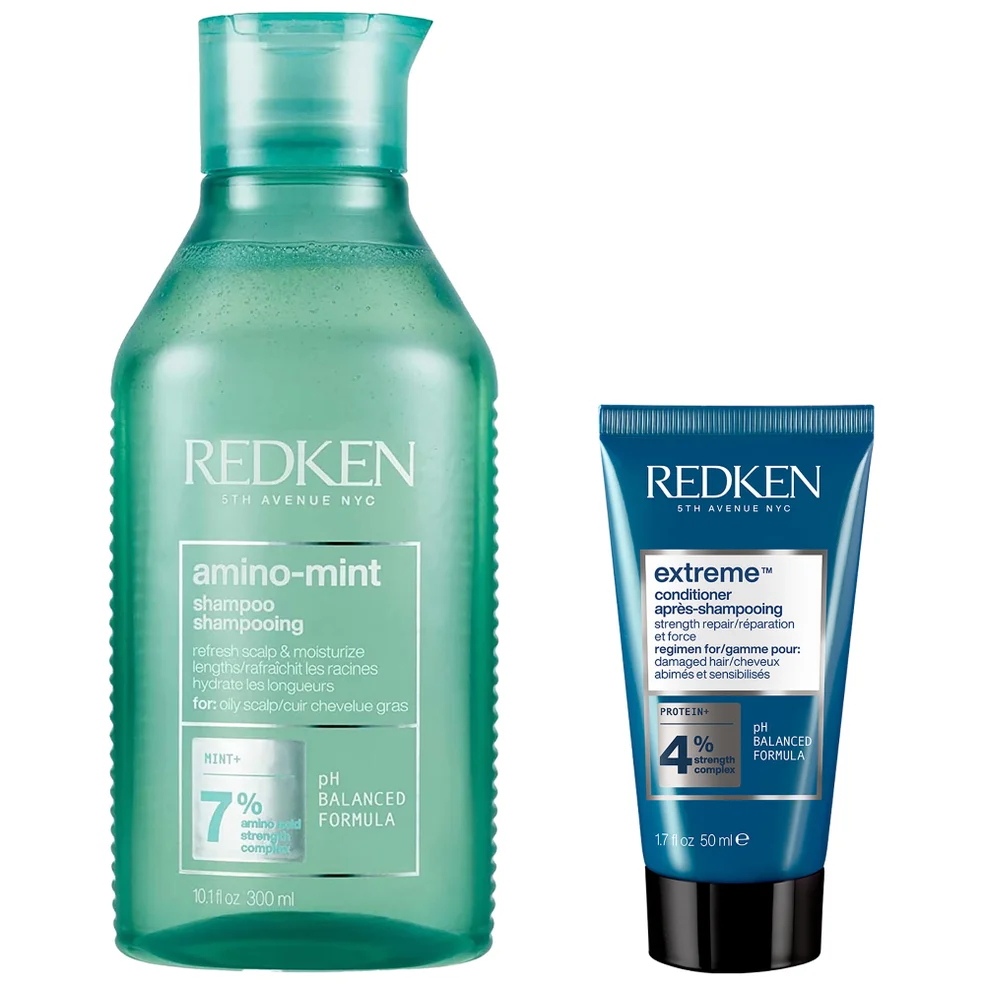 Redken Amino Mint Scalp Cleansing for Greasy Hair Shampoo and Extreme Conditioner Bundle Image 1