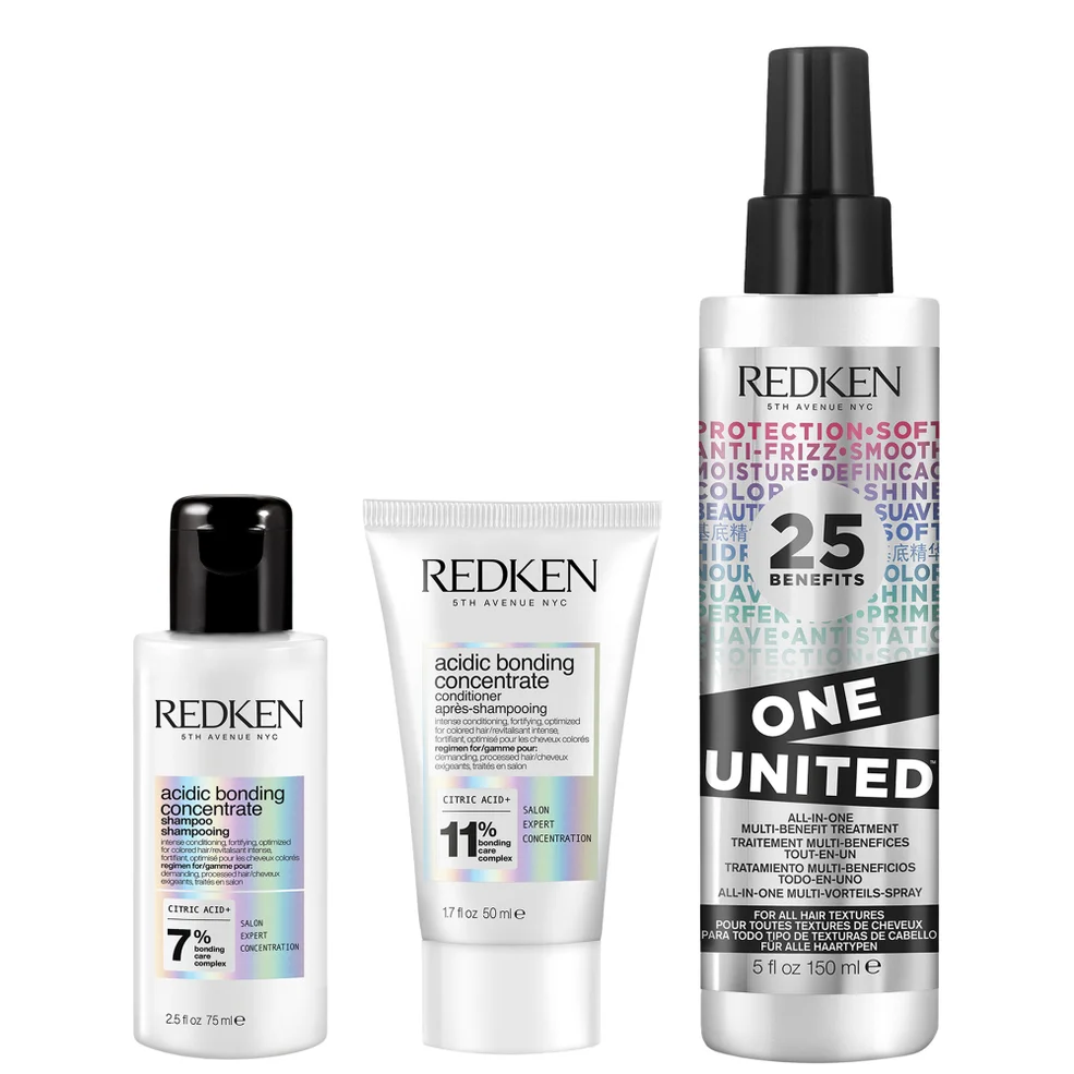 Redken Acidic Bonding Concentrate Shampoo and Conditioner with One United Spray Bundle for Healthy Looking Hair Image 1