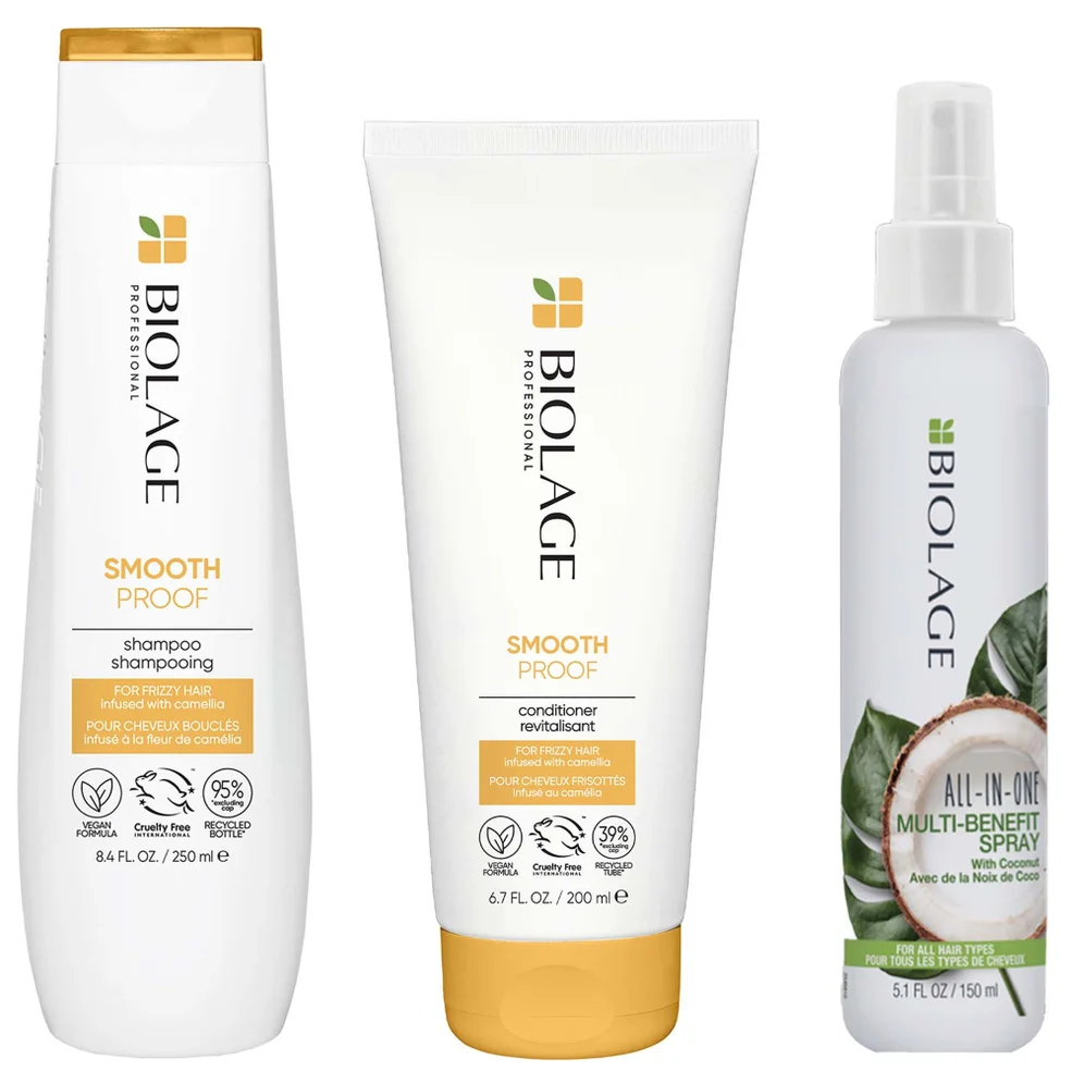 Biolage Smooth Proof Shampoo and Conditioner and All-in-One Coconut Infusion Multi-Benefit Leave-in Hair Spray Bundle Image 1