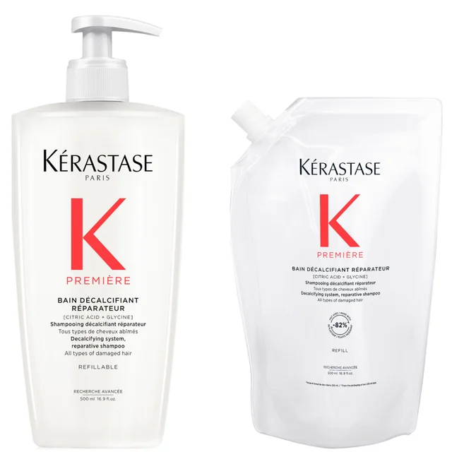 Kérastase Première Refillable Shampoo and Refill Pouch Duo 500ml with Pure Citric Acid and Glycine for Damaged Hair