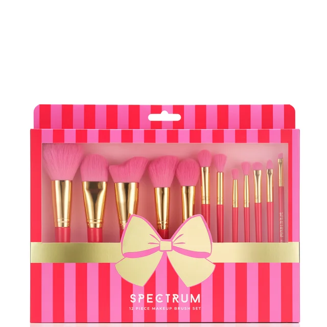 Spectrum Pink and Red 12 Piece Brush Set (Worth £64.99)