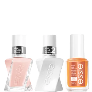 essie Gel Couture Nude Nail Polish Top Coat and Apricot Cuticle Oil Care Bundle - undefined undefined