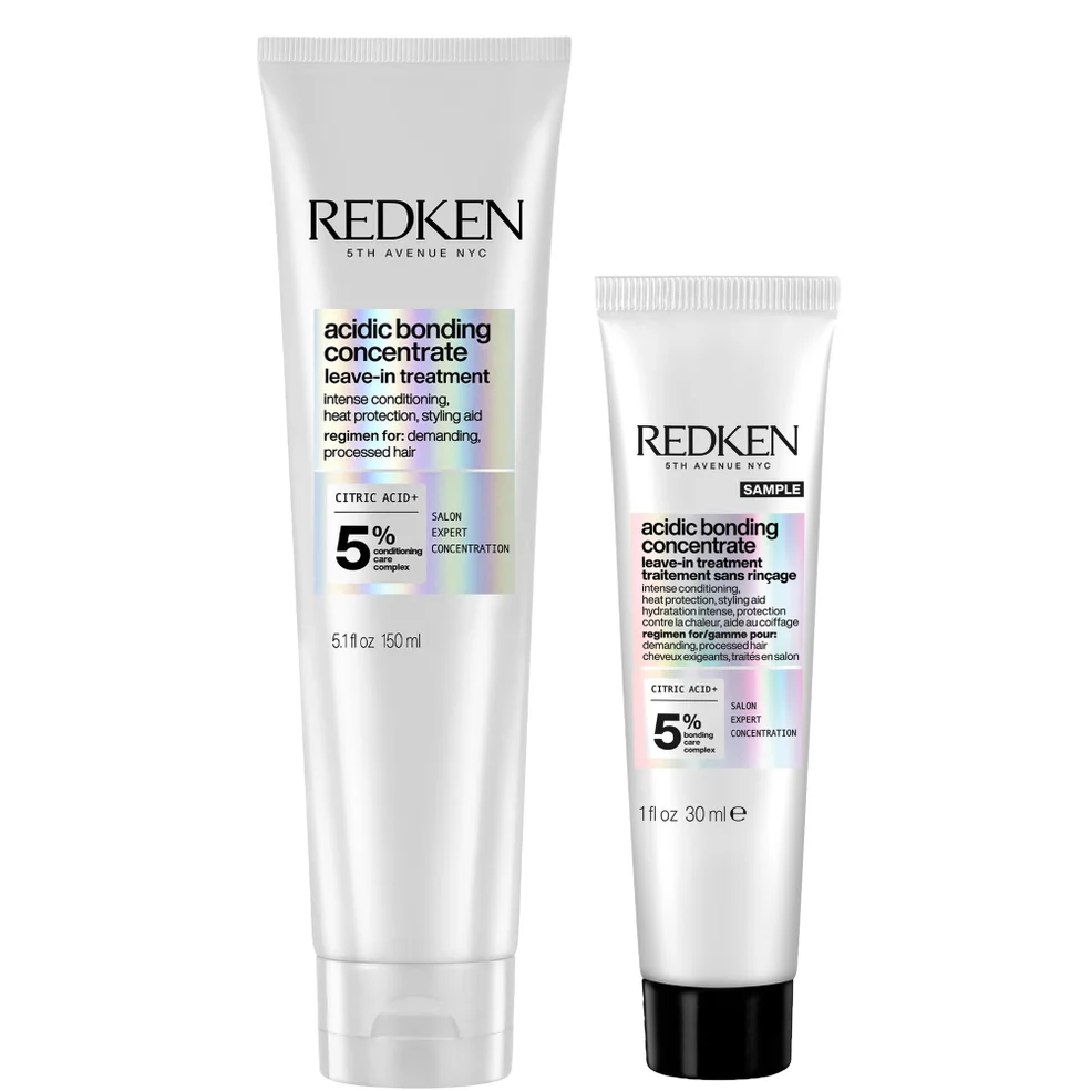 Redken Acidic Bonding Concentrate Leave-In Treatment 150ml with Travel Size Leave-In Treatment 30ml, Bond Repair Bundle Image 1