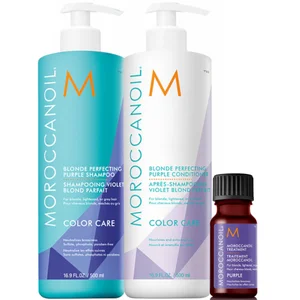 Moroccanoil Blonde Shampoo and Conditioner 500ml Duo with Free Moroccanoil Treatment Purple 10ml (Worth £105.75) - undefined undefined