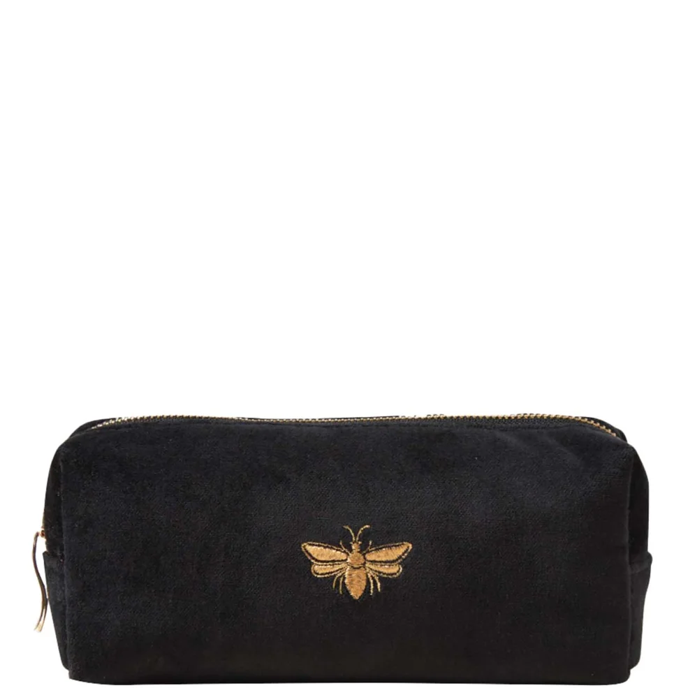 Elizabeth Scarlett Honey Bee Charcoal Velvet Makeup Brush Bag Image 1