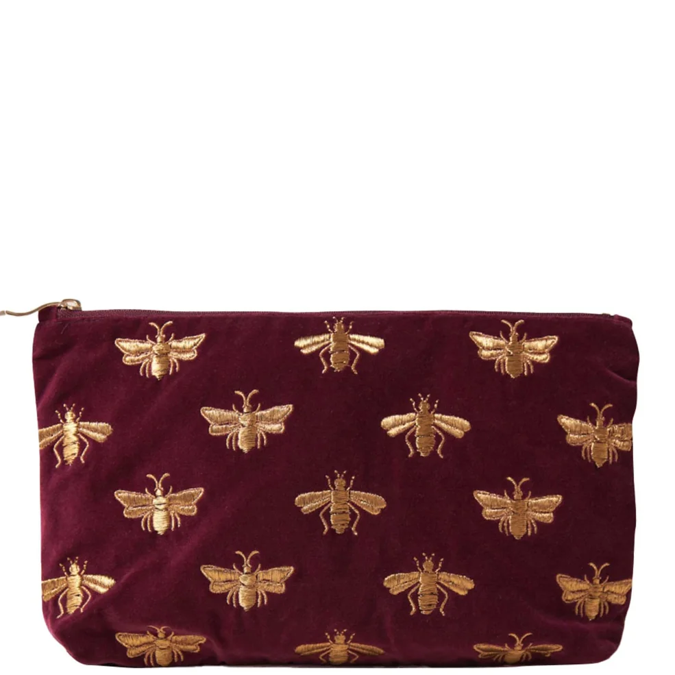 Elizabeth Scarlett Honey Bee Plum Velvet Everyday Pouch Image 1