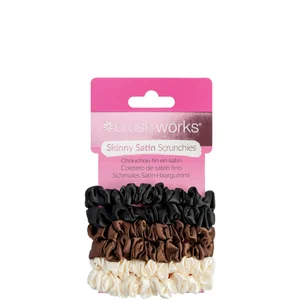 brushworks Skinny Satin Scrunchies - 6 Pack - undefined undefined