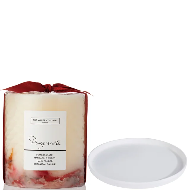 The White Company Pomegrante Botanical Candle and Plate - Medium