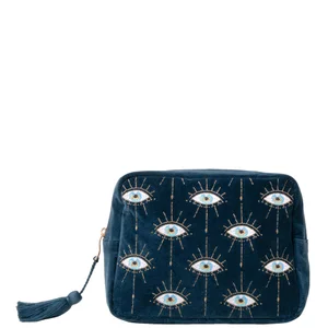 Elizabeth Scarlett Mystical Eye Ink Blue Velvet Wash Bag - Option Wash Bag
