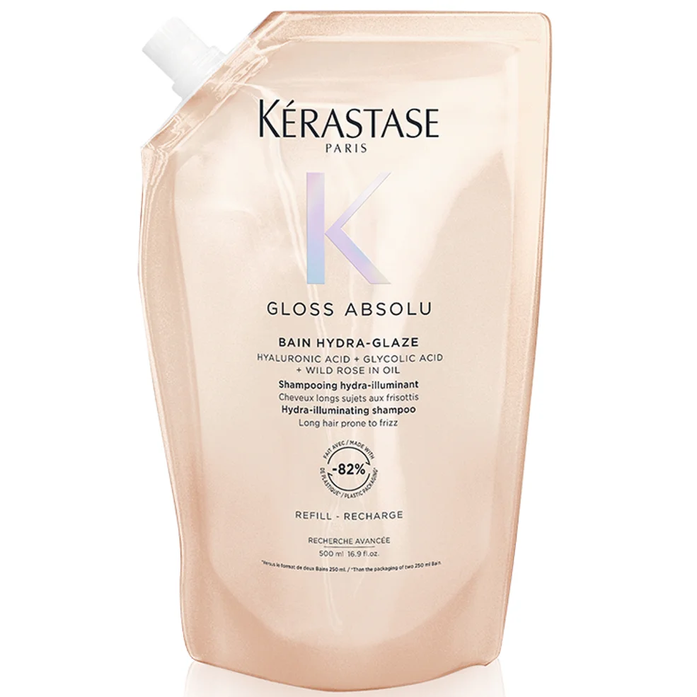 Kérastase Gloss Absolu Refill Pouch Shampoo with Glycolic Acid, Hyaluronic Acid and Wild Rose in Oil 500ml Image 1