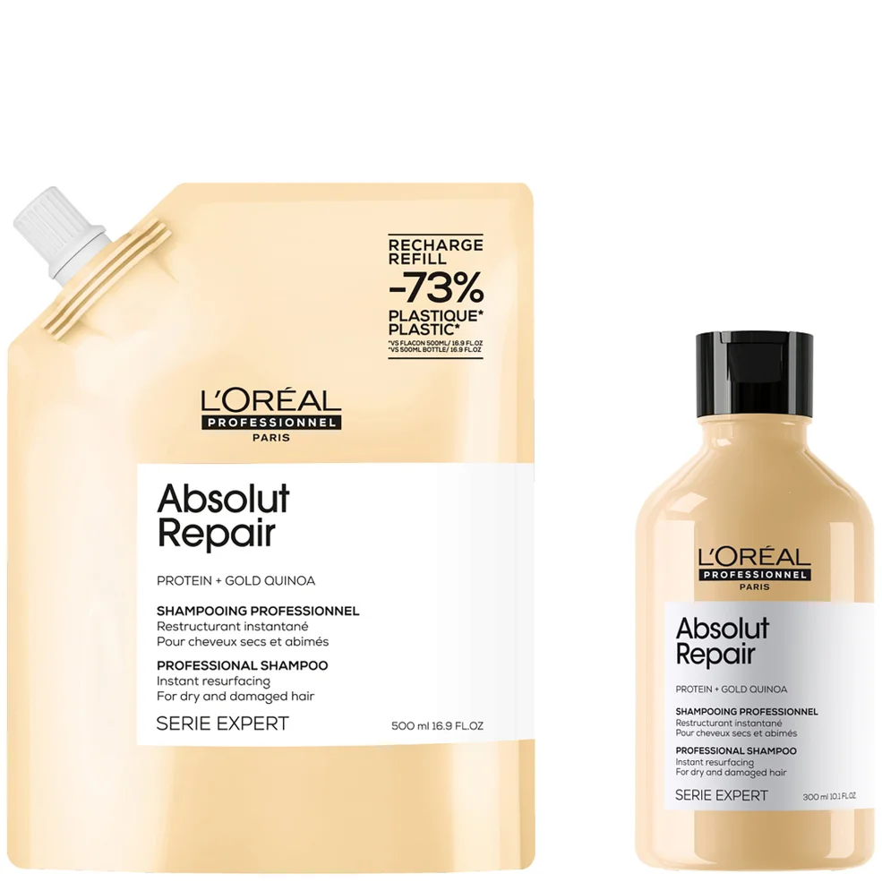 L’Oréal Professionnel Absolut Repair Shampoo 300ml and Refill Pack 500ml for dry & damaged hair Image 1
