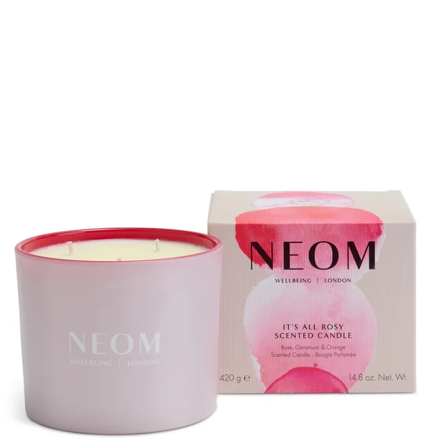 NEOM Wellbeing It’s All Rosy 3 Wick Candle
