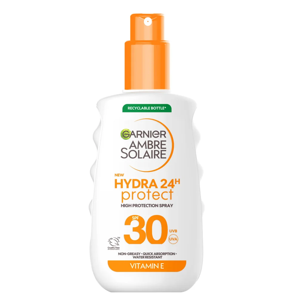 Garnier Ambre Solaire SPF 30 Hydra 24 Hour Protect Hydrating Sun Cream Spray With Vitamin E, 150ml Image 1