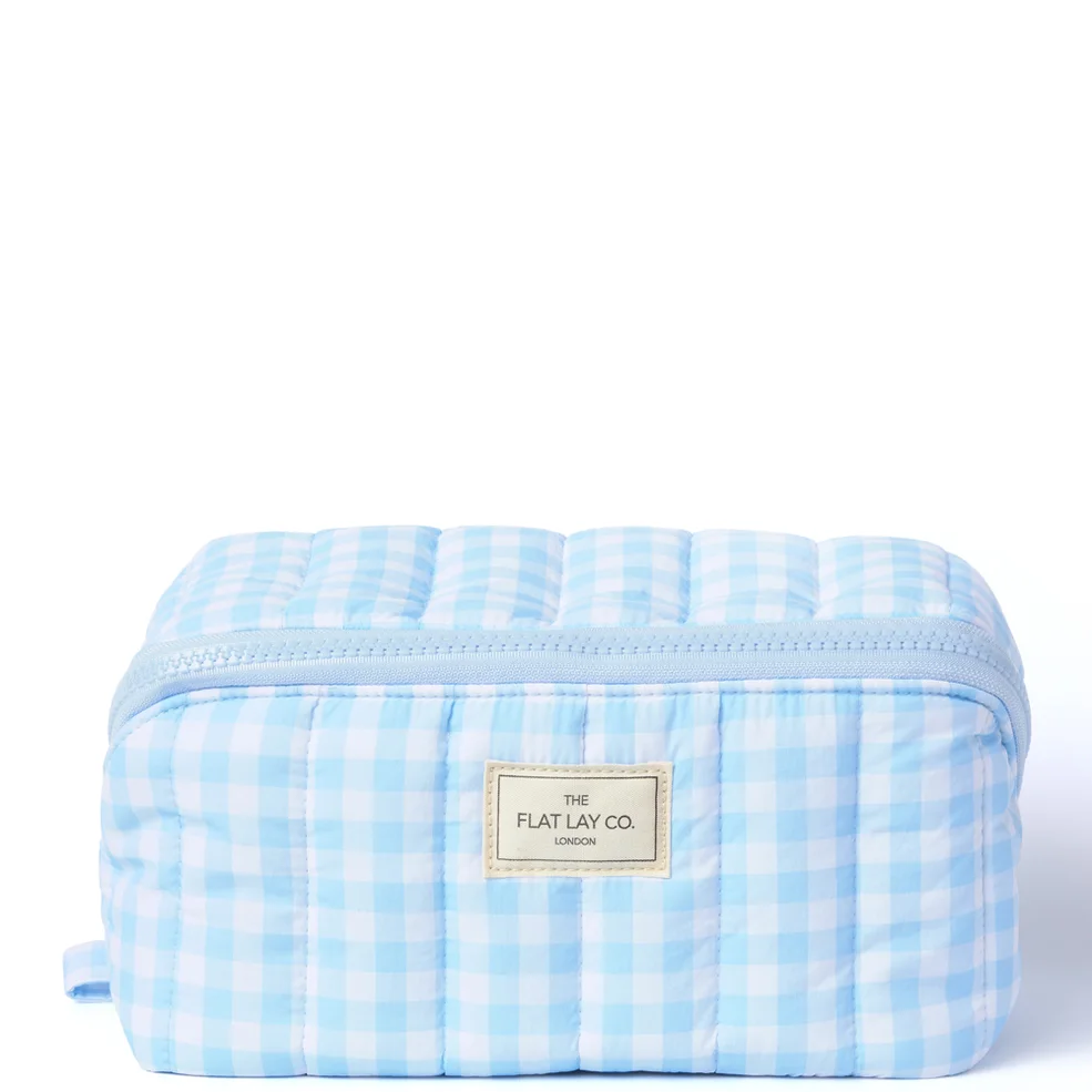 The Flat Lay Co. Marshmallow Flat Lay Makeup Box Bag - Baby Blue Gingham Image 1