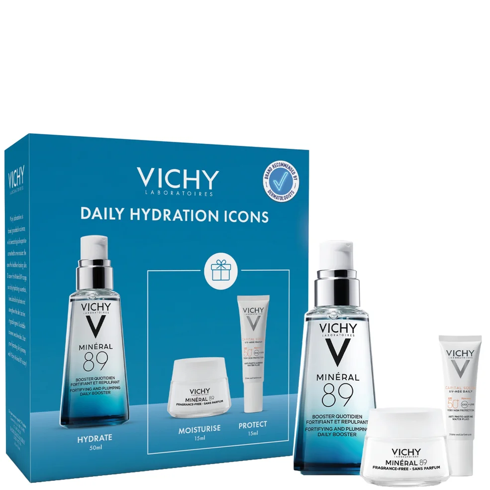 Vichy Mineral 89 Hyaluronic Acid Daily Hydration Kit: Serum, Moisturiser, and SPF50 (Worth £43.79) Image 1