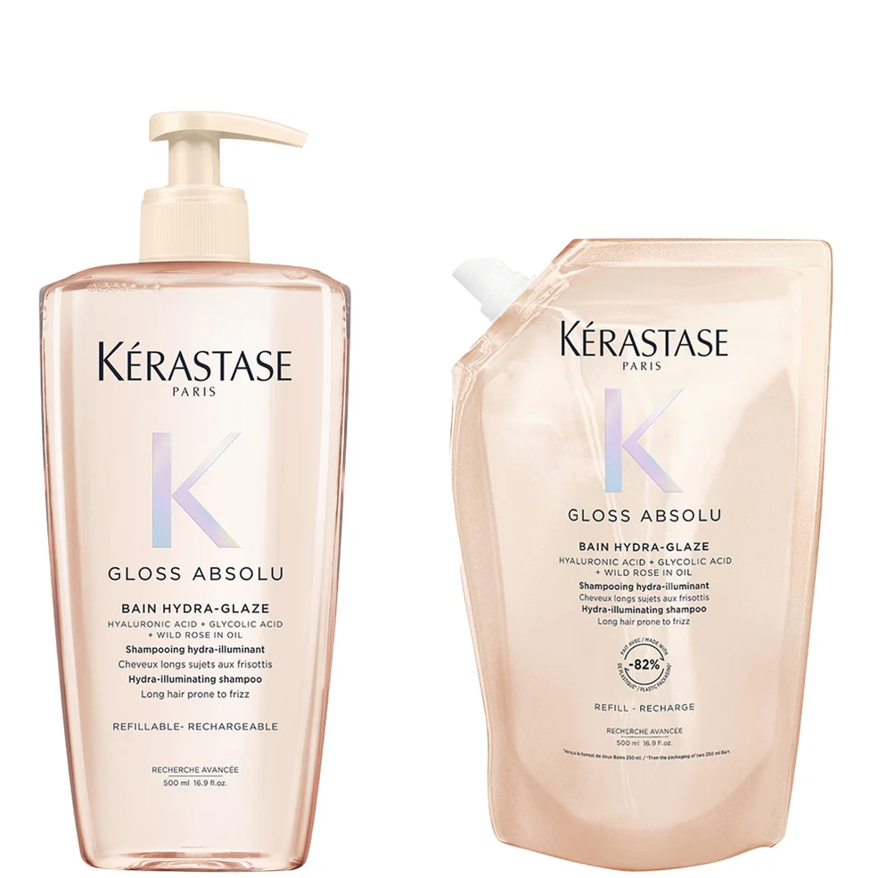 Kérastase Gloss Absolu Shampoo Refill Duo, with Glycolic Acid, Hyaluronic Acid & Wild Rose Image 1