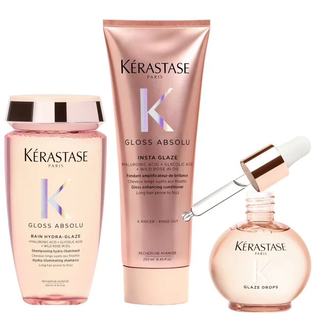Kérastase Gloss Absolu Shampoo, Conditioner and Oil Trio, with Wild Rose