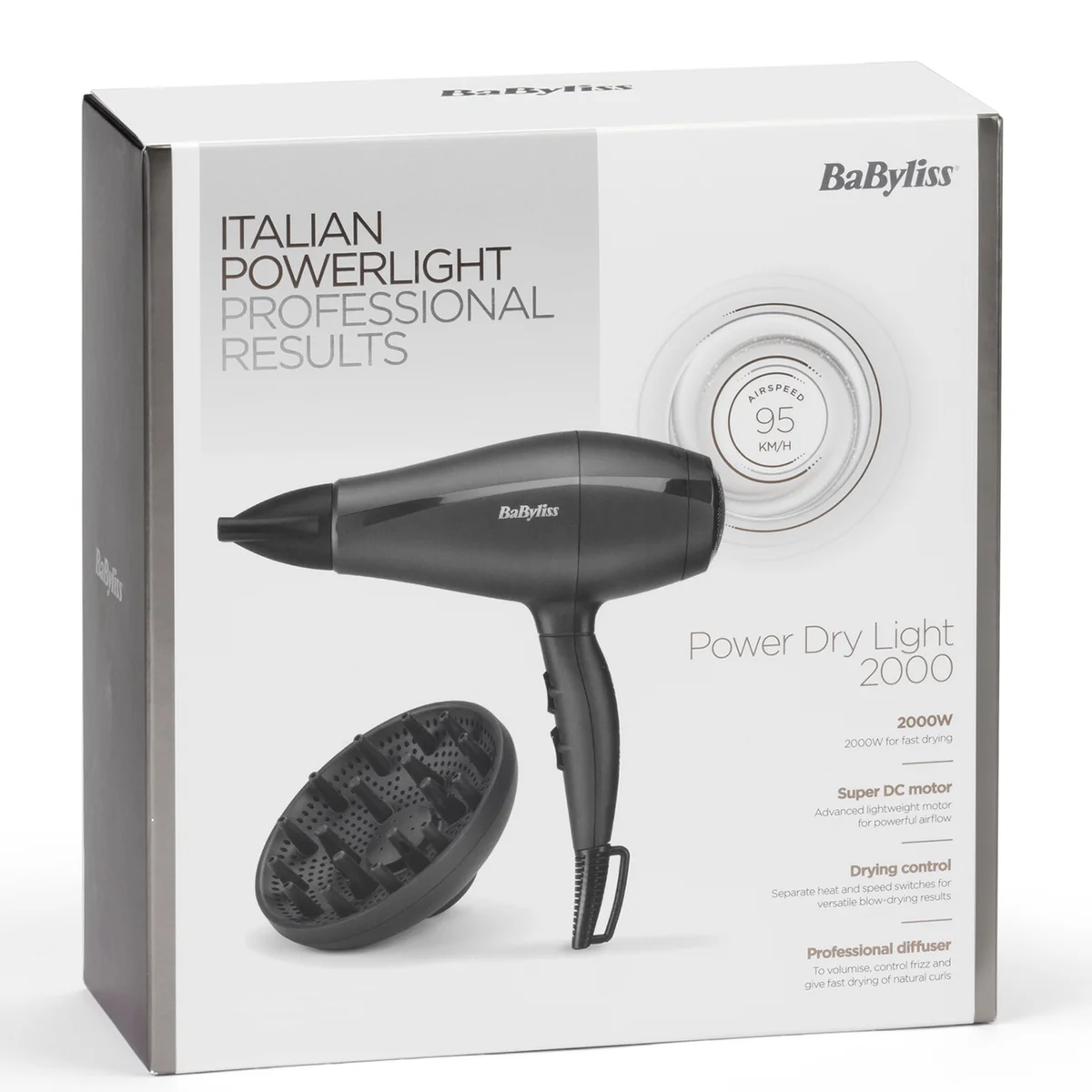 BaByliss Power Light Dry 2000 Hair Dryer LOOKFANTASTIC