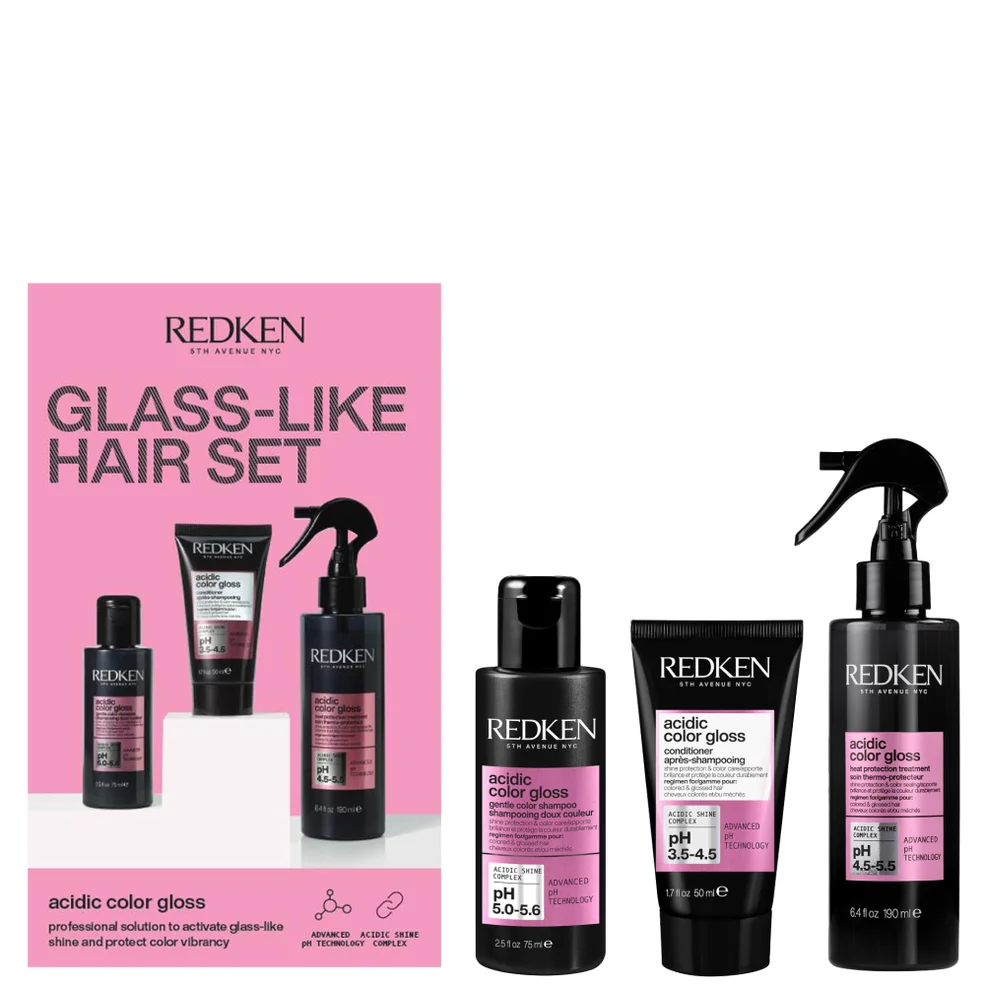Redken Acidic Color Gloss Discovery Set, Heat Protection Hair Treatment 190ml, Shampoo 75ml , Conditioner 50ml Image 1
