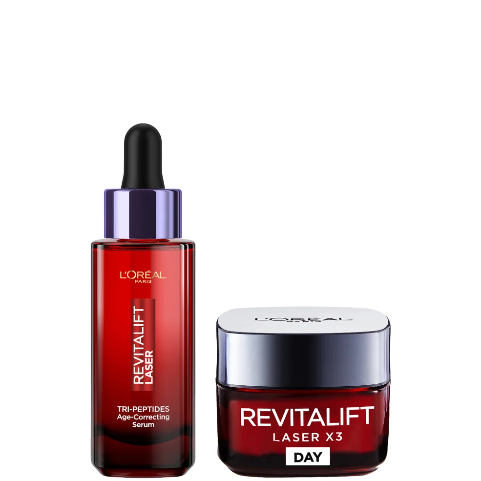 L'Oréal Paris Revitalift Laser Age-Correcting Routine Bundle with Tri-Peptides Serum 30ml & Day Moisturiser 50ml Image 1