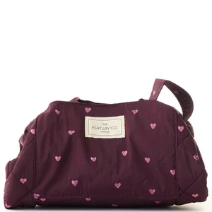 The Flat Lay Co. Parachute Drawstring Flat Lay Makeup Bag - Burgundy Hearts LOOKFANTASTIC EXCLUSIVE - undefined undefined