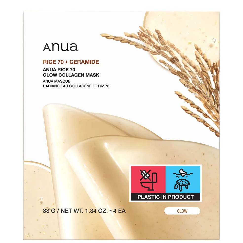 Anua Rice 70 Glow Collagen Mask (4 Sheets) 38g | LOOKFANTASTIC